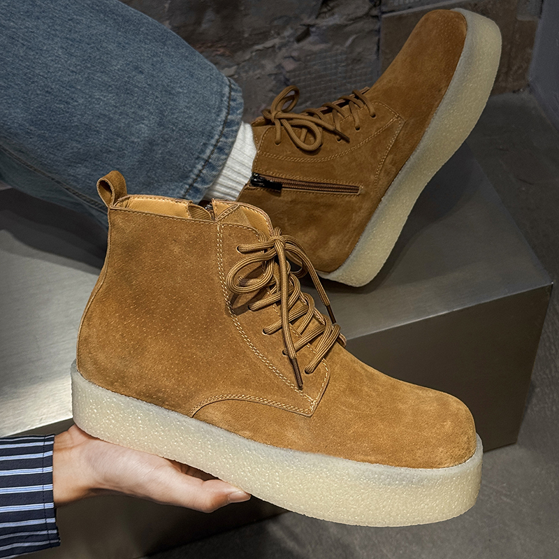 Men Shoes Office - Thick Soled Height Increasing Work Boots