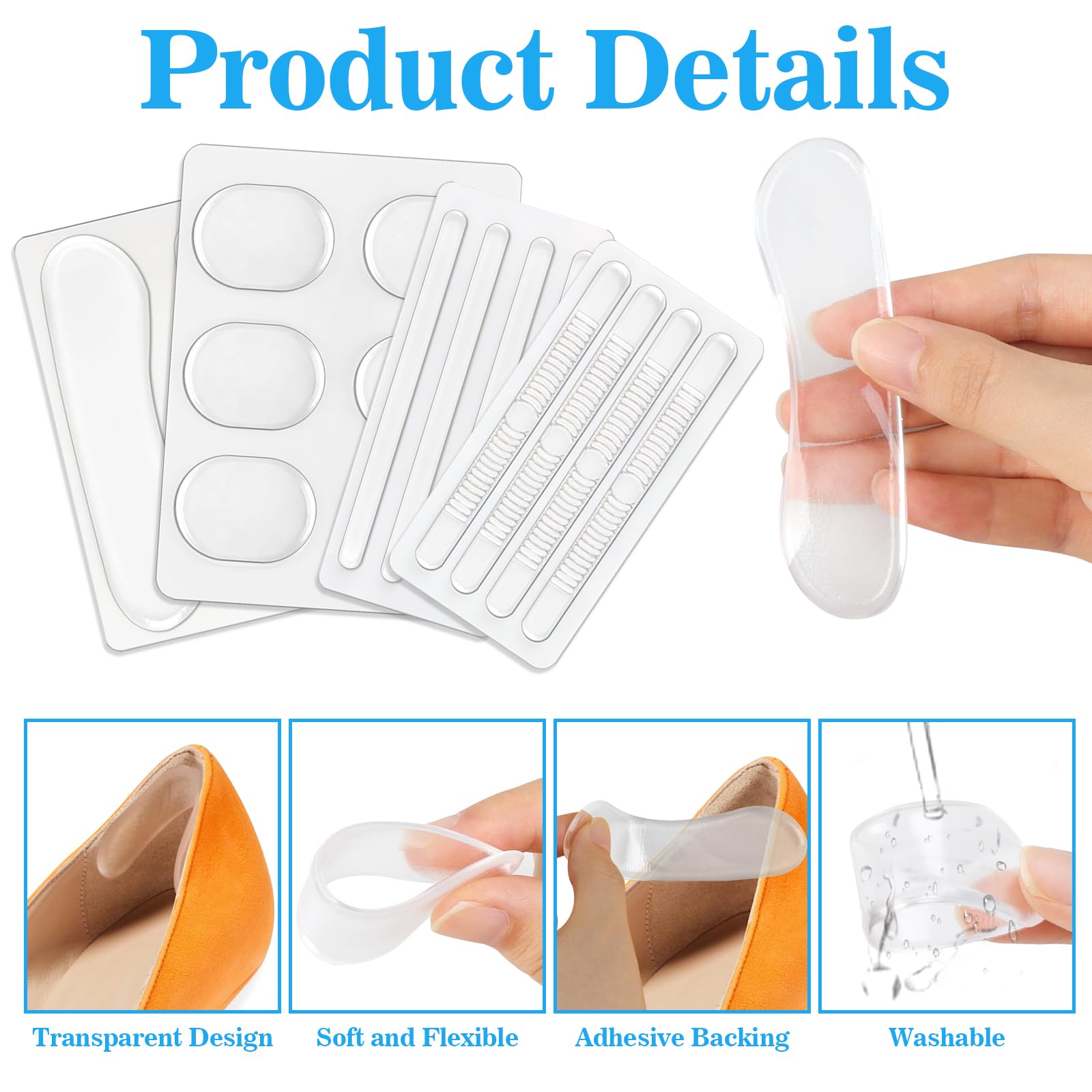 34Pcs Silicone Shoe Heel Grips - Men'S Shoes Grip recensione e prezzo