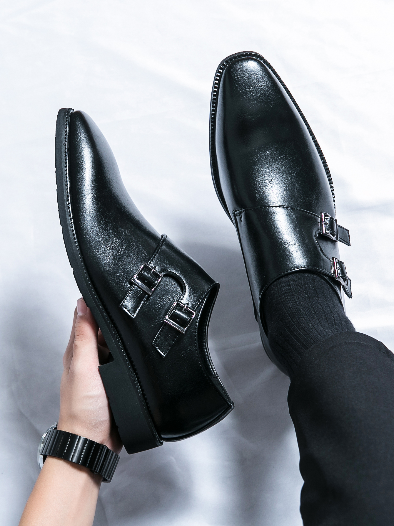 Men's Monk Leather Shoes Point - Monk Strap Shoe recensione e prezzo